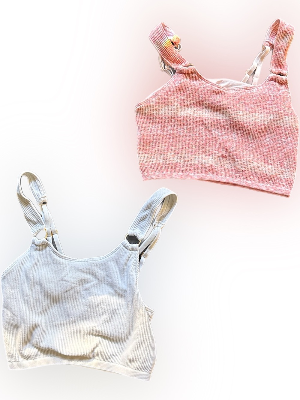 aerie Ribbed bras in Pink and White set of 2